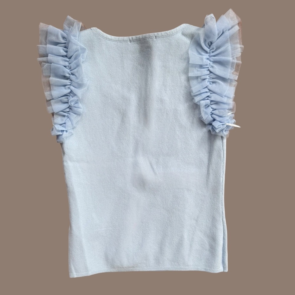 NWT Bailey 44 Light Blue Ruffle Sleeve Top (size XS) - Picture 3 of 3